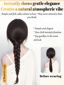 Synthetic Braided Wig, Elastic Hairband Ponytail, Slouchy Hairstyle Long Braid Fake Ponytail - Multicolor - View 3