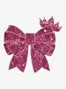 2pcs/Set Girls' Outfit, Short Sleeve Top And Sports Shorts, Pink And White Color Blocking Design With Bow And Crown Pattern, Suitable For Summer Wear - Multicolor - View 10