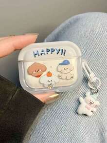 1个可爱三只小狗吊坠，兼容苹果1/2 Pro 2耳机保护壳、3/4相框、3D柔白Pro - 彩色 - 查看 9