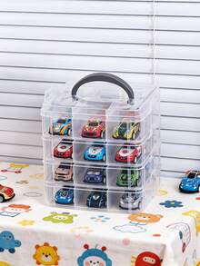 1pc Baby Room 4-Layer 24-Slot/3-Layer 18-Slot Transparent Portable Car Model Storage Box, Handmade Storage Box & Organizer, Multi-Functional Car Model Storage Box - Multicolor - View 9