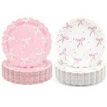 50/30/20/10个装 7英寸蝴蝶主题派对纸盘，一次性纸盘，防漏加厚，3秒快速清洁，可重复使用，适用于派对、露营、居家、毕业典礼、情人节、春夏活动 - 彩色 - 查看 1