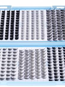 340pcs Cluster False Eyelashes, Mixed Curl Lash Extension Set, D-Curl, DIY Lash Extension Kit, Soft Individual Lashes, Create Natural Y2K Makeup Look, Easy DIY Long-Lasting Lash Adhesion And Seal, DIY Lash Tweezers, Suitable For Home DIY, Travel, Daily Commute, Party, Wedding Bride Makeup And More - Black - View 7
