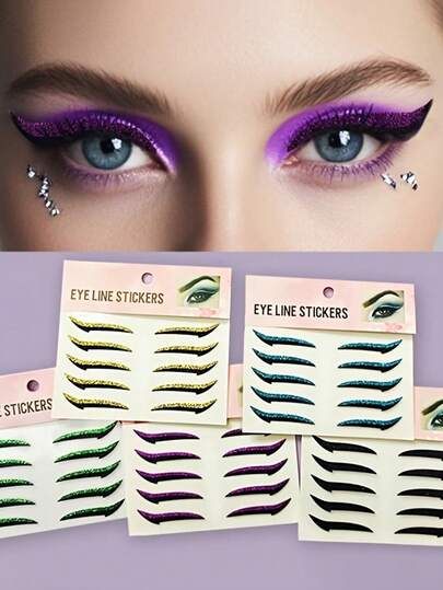 Self-Adhesive Eyeliner Stickers, Body Decorations, Eye Decorations, Eye Corner Decorations, Retro Art Style Festival Makeup, Suitable For Stage Makeup, Parties, Nightclubs, Holidays, Christmas, New Year Parties, Graduation Season And Other Occasions