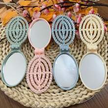 1 Piece Of Cream Colored Foldable Comb, Portable, With Built-In Mirror Foldable Comb - Cream Colored, Portable, With Built-In Mirror - Multicolor - View 3