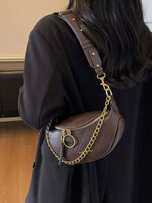 Bolsa de cintura, bolso cruzado de cadena de moda de verano, bolso multifuncional de pecho y hombro - Café integral - Ver 4