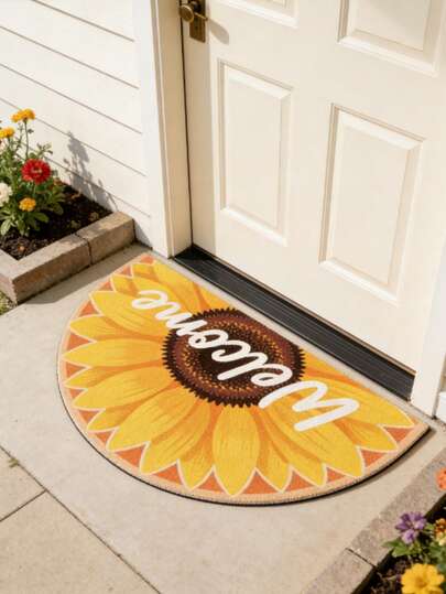 1件装向日葵半圆形门垫，地垫，迎宾垫，地毯，户外门垫，厨房地毯，家居装饰，前门垫，区域地毯，户外垫，家居装饰，区域地毯，花园地毯，可水洗地毯
