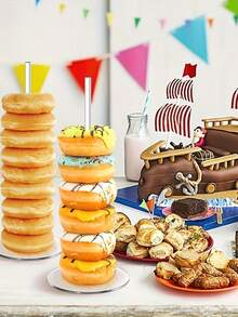 2 Stück Acryl Donut Präsentationsständer, Hochzeit Geburtstag Feiertag Kuchen Geschäft Präsentationsständer, Party Kleine Geschenk Präsentationsständer, Brot Themen Party Raum Heim Dekoration - Mehrfarbig - Übersicht 10