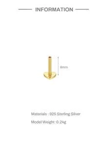 EleRunis 1件裝 925銀低過敏性 5/6/8MM 平背耳釘，適用於唇環、鼻環、耳輪廓、耳蝸、螺旋軟骨、耳垂、美杜莎穿刺飾品 - 金色 - 查看 6