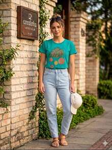 Women T-Shirts - 青碧色 - 查看 1