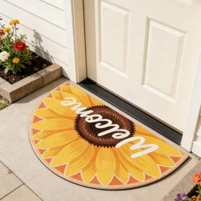 1件装向日葵半圆形门垫，地垫，迎宾垫，地毯，户外门垫，厨房地毯，家居装饰，前门垫，区域地毯，户外垫，家居装饰，区域地毯，花园地毯，可水洗地毯