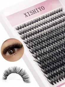 Bộ 240 sợi mi giả tự làm hình quạt, có keo mềm, kiểu Nga, dày dặn, dạng ruy băng. 240 sợi mi giả cổ điển, độ cong D, dài 8-16mm, chất liệu mềm mại, dễ sử dụng. Dụng cụ trang điểm chuyên dụng. - Xem 12