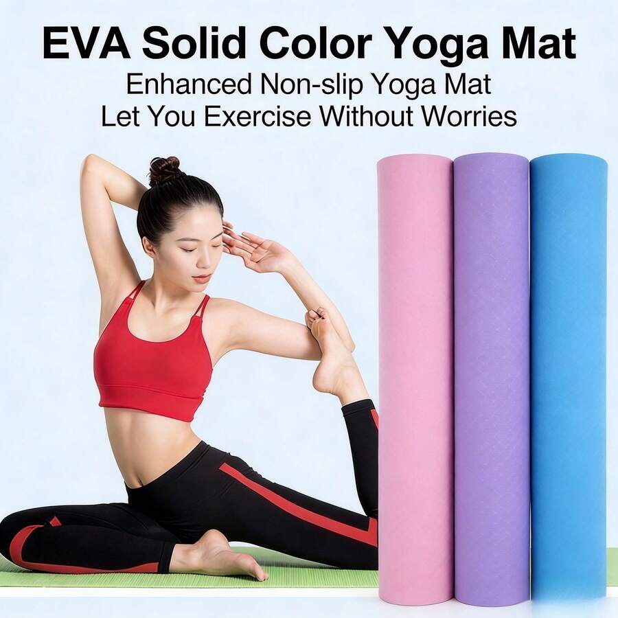 Thickened High-Density Yoga Mat  - Tear-Resistant And Non-Slip Rubber For Enhanced Grip And Comfort - Suitable For Fitness, Training, And Daily Exercise NGHS - Blue - View 1