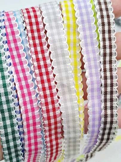 10米/卷 10毫米波浪格纹丝带，蝴蝶结丝带，适用于家居、婚礼、圣诞节、情人节装饰、DIY礼品包装