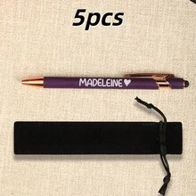 1支/5支可客製化自動伸縮圓珠筆，刻印姓名與Logo，書寫流暢，適用於辦公、商務、學校用品，提供禮盒/禮袋包裝，開學禮物，送給老師/朋友的禮物 - 筆2 - 查看 75