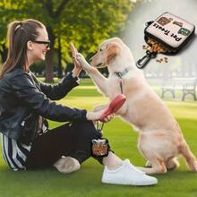 Cute Cartoon Dog Treat Bag With Buckle, Zipper Pet Training Snack Pouch, Outdoor Walking Dog Food Storage Bag - Multicolor - View 3