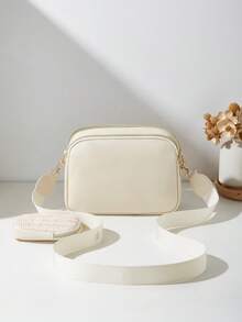 2pcs/Set New Straw Woven Bag, Multi-Layer Crossbody Shoulder Bag, Women Handbag Accessory - Beige - View 5