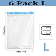 6pcs Foldable Travel Vacuum Storage Bags, Clear Vacuum Compression Bags, Handheld Pump-Free Vacuum Compression, Space Saving Storage Bags, Reusable Dust-Proof Moisture-Proof Clothing Organizer Bags, Luggage Compression Packing Cubes - View 10
