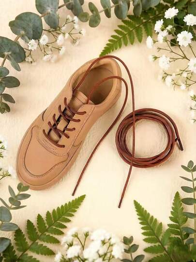 1 Pair 120CM Brown Round Waxed Shoelaces, Suitable For Flat Shoes, Casual Shoes, Sold Separately From Shoes