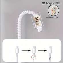 2pcs Cute White Maltese Dog Pattern Acrylic Data Cable Protector, Anti-Breakage, Stylish And Durable, Suitable For Type-C Phone Charging Cables - Multicolor - View 12