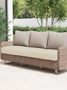 1 chiếc vỏ đệm ghế ngoài trời bằng vải nhung mềm mại, màu trơn, có độ co giãn cao, thích hợp cho ghế sofa ngoài trời, ghế sân vườn, an toàn cho thú cưng, có thể giặt được. - Màu be - Xem 5