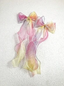 2 chiếc kẹp tóc lưới ruy băng nhiều màu sắc cho bé gái, màu ngẫu nhiên, thích hợp dùng hàng ngày, đi nghỉ mát, dự tiệc, đám cưới, làm quà tặng cho bạn bè. - Nhiều màu - Xem 6