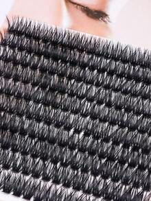 ELAE 200Pcs Lash Clusters Manga DIY Lash Extension Anime Eyelash Clusters Spiky Individual Eye Lashes Wispy False Eyelashes D Curl Cosplay Doll Cluster Eyelash Extensions Super Thin Band - 濃密款 - 查看 7