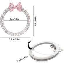 Bowknot Car Accessories, Pink Bow Rhinestone Start Button Ring, Black Engine Start Stop Button Ring Car Decor, Shiny Girl Ignition Decoration - Large Butterfly Knot Fire Ring - View 2