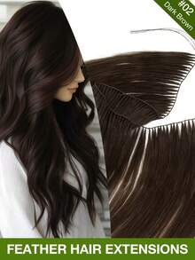 Extensiones de Cabello con Punta de Pluma Invisible, Extensiones de Cabello Humano No-Remy con Línea de Pesca Natural Invisible para Coser y Micro Loop, Adecuadas para Todas las Mujeres y Etnias, Volumen y Brillo de Grado de Salón, Accesorio de Cabello Versátil - Multicolor - Ver 13