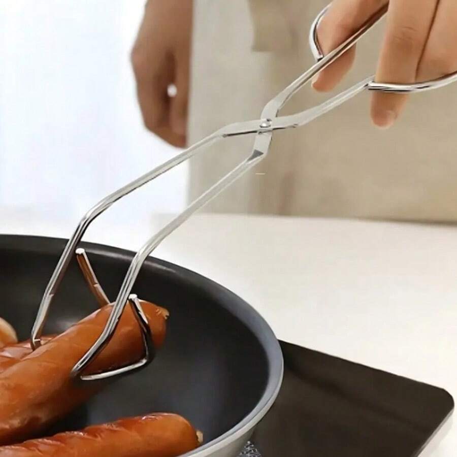 1 件装不锈钢食品三明治面包夹多功能厨房夹条形烧烤夹烹饪夹烧烤夹甜点夹牛排夹 - 彩色 - 查看 1