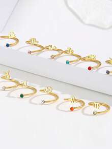 1pc S925 Sterling Silver 12 Zodiac Adjustable 14K Platinum Plated Toe Ring, Gift For Women & Girls - Toe Rings - View 2