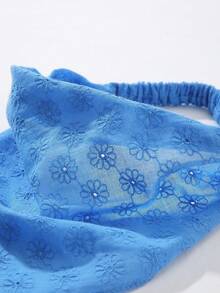 1 pieza Diadema con volantes bordada a mano para mujer, adecuada para uso diario y accesorios para el cabello de verano para vacaciones, banda para el cabello de playa, diadema de vacaciones para mujeres - Azul - Ver 3