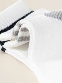 1/5/10 Đôi tất trẻ em họa tiết sọc đôi hình trái tim, chất liệu jacquard, mềm mại và thoáng khí, phù hợp cho mọi mùa, tất đi học unisex cho bé trai và bé gái, trang phục ngày Valentine. - Nhiều màu - Xem 10