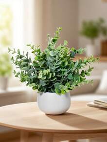 Artificial Eucalyptus Potted Plant Plastic Potted Plant Home Decor Accessories Ornament Small Fake Plants For Indoor Home Decoration, Artificial Flowers For Window Sill, Bathroom, Wall, Office Desk, Office, Kitchen - Multicolor - View 7