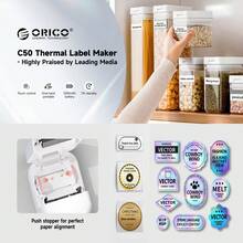 ORICO - Portable Mini Thermal Label Printer, Wireless Label Printer With 1 Roll Of 50*30mm/19.6"*11.8" Label Paper; Label Printer Comes With 1/4/6 Rolls Of Label Paper; Thermal Self-Adhesive Labels; Ink-Free Printing; Supports Thermal Label Sizes 20~56mm/7.8"~22"; Compatible With IOS And Android. - White - View 8