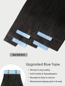 SUYYA Natural Black 10pcs/Pack Invisible Tape In Hair Extensions Seamless Straight Invisible Extensions Human Hair Invisible Edge Tape Ins - S1B - View 3