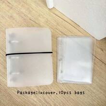 Portada de carpeta mate con 3 agujeros y recambio, bolsa de relleno de PVC, 60 páginas en blanco con cuadrícula, organizador de hojas sueltas DIY - Rectángulo - Ver 9