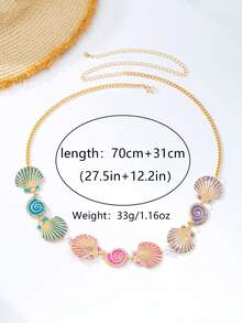 1pc Summer Retro Dopamine Colorful Shell Keychain, Women Waist Chain, Suitable For Beach Holiday Wear - Multicolor - View 2