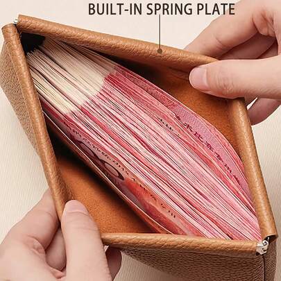 1pc Automatic Closure PU Vintage Long Wallet, Automatic Closure Large Bill & Coin Pouch