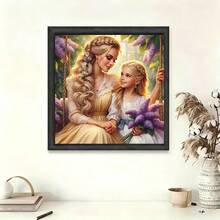 Kit de pintura de diamante 5D DIY, tema amor familiar, menina com flores lilás roxas, bordado de diamante artesanal, sem moldura, decoração para sala de estar e quarto, um presente para a mãe. - Ver 10