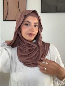 1 chiếc khăn trùm đầu Hijab buộc dây phía sau, chất liệu jersey mềm mại, thoáng khí, chống xù lông – Khăn trùm đầu thoải mái hàng ngày cho mọi mùa, dễ mặc và tạo kiểu, thích hợp cho bãi biển và kỳ nghỉ. - Nhiều màu - Xem 12