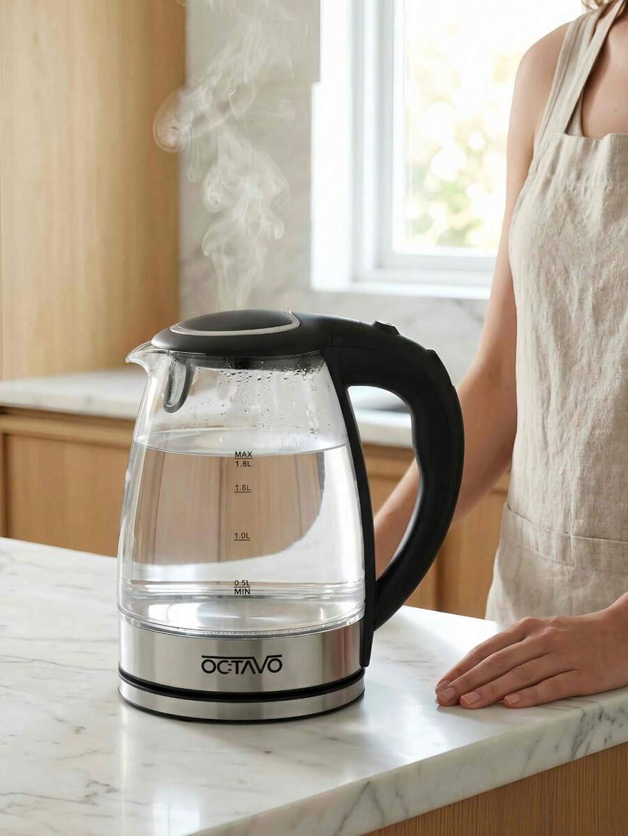 OCTAVO Fast Boil Electric Water Kettle, 1.8L Large Capacity With Auto Shut-Off And Boil-Dry Protection, Free Borosilicate Glass &Stainless Steel,Mother's Day Gift - Xem 1