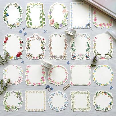 20pcs Elegant Floral Decorative Material Paper, Irregularly Shaped Scrapbook Paper For Scrapbooking, Junk Journals, Backgrounds, Collage Art & Photo Album Decor, Craft Paper