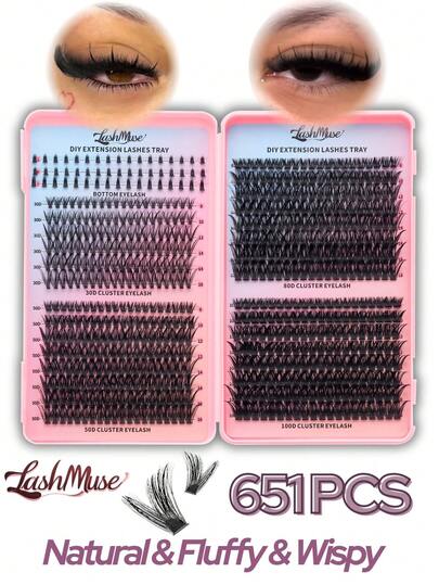 Fengxiu Eyelash 560PCS/651PCS Large Capacity Eyelash Book, Spiked Faux Mink Individual Lash Clusters,10D+30D+50D+80D+100D Mixed Styles, Russian Volume Lash Clusters, 3D Fluffy & Wispy Spike Lashes, D/DD Curl 0.31-0.63inch Mixed Length, 0.07mm Ultra Thin, Soft & Comfortable Reusable DIY Eyelash Extensions, 5 Styles Lash Clusters, Spike Lashes, Individual Lash Clusters, Suitable For Daily Makeup, Party, Stage, Cosplay, Beauty & Health, Festive Glam Beauty