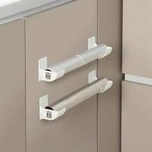 Estantes de almacenamiento de cocina que no requieren perforación, estantes de almacenamiento de papel de aluminio y película adherente, estantes para bolsas de comestibles, estantes para bolsas de plástico, estantes para bolsas de basura pequeñas montados en la pared, con ganchos adhesivos, estantes de almacenamiento ahorradores de espacio, adecuados para soluciones de almacenamiento montadas en la pared y en la puerta del gabinete, adecuados para cocinas, baños, lavanderías o garajes de Halloween y Navidad - Multicolor - Ver 5
