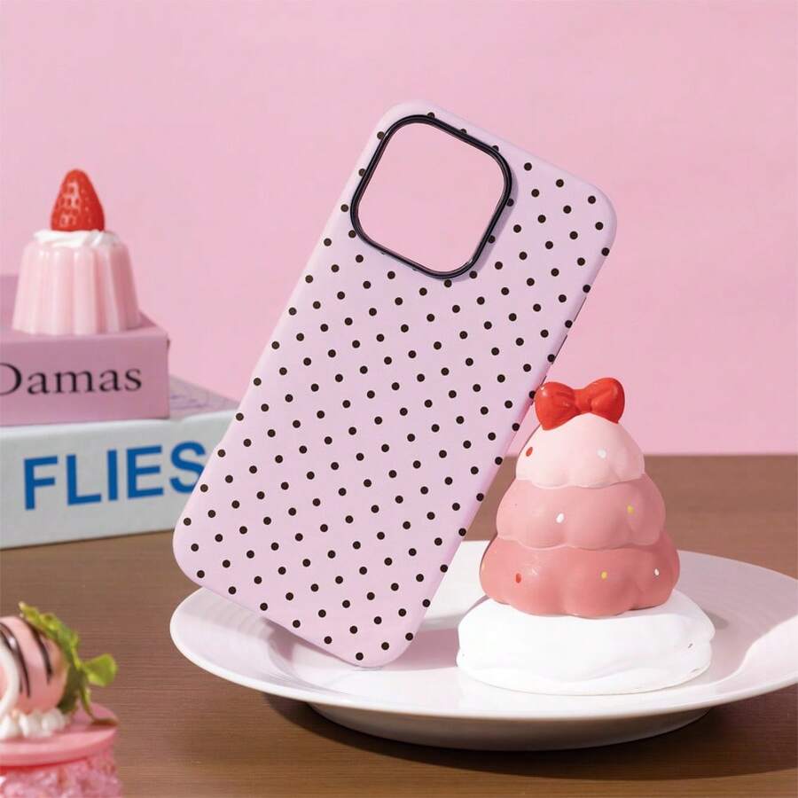 1 ốp lưng điện thoại chấm bi hồng pastel và đen | Phong cách retro | Tương thích với iPhone 17/17 Air/17 PRO/17 PRO MAX/16/7/8/11/12/13/14/15/X/XR/Xs/Plus/Pro/Pro Max/SE2 và Galaxy S23 Ultra/S24 FE/S25 Edge/S26 Plus - Nhiều màu - Xem 1