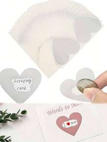 300张心形刮刮贴纸 – 3英寸金银标签，适用于DIY情人节、婚礼请柬、惊喜贺卡和母亲节刮刮卡 - 多色 - 查看 1