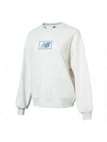 New Balance 女款卫衣，2026 春季新款休闲运动时尚简约基础款舒适圆领套头衫 WT33514SAH - 淺灰色 - 查看 1