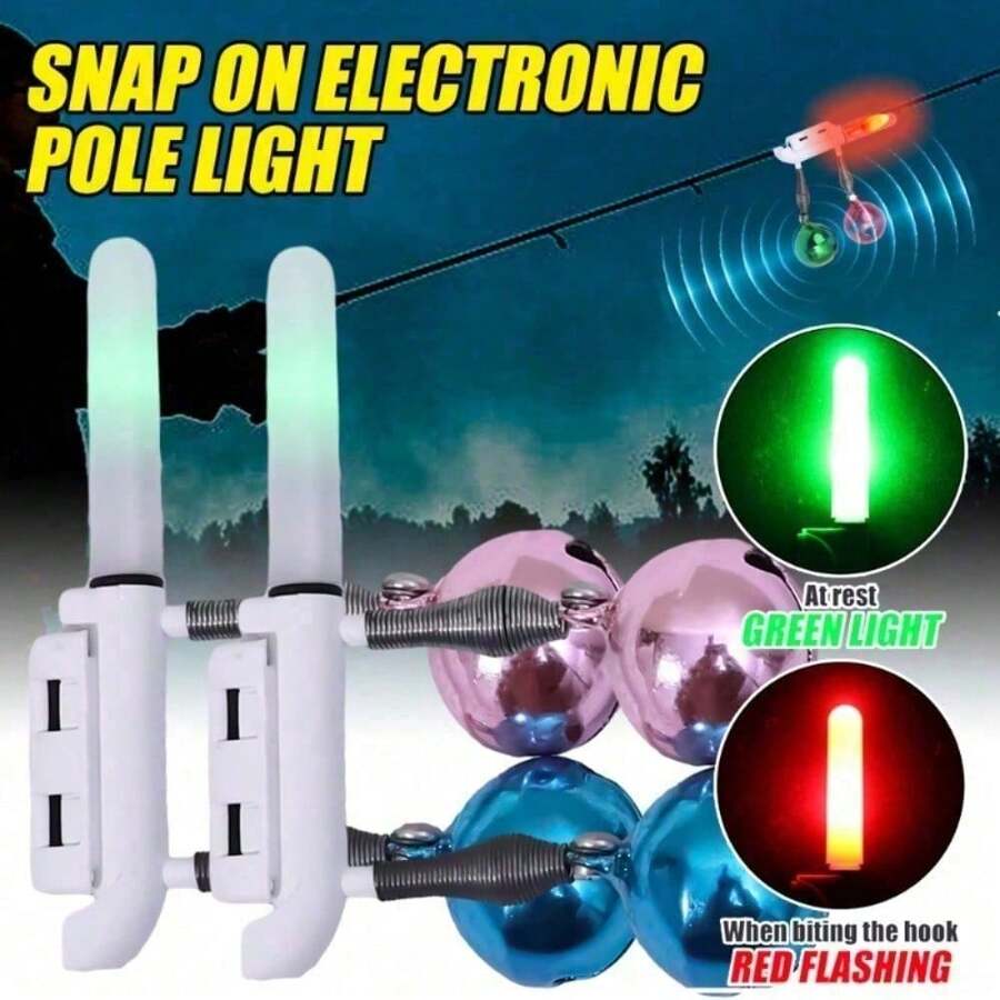 1/5 chiếc còi báo động cá cắn câu, có chuông kép và cần đèn LED, thích hợp cho câu cá đêm (Không bao gồm pin CR425) - Nhiều màu - Xem 1