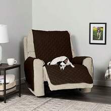 Furhaven Recliner Slipcover Water-Resistant Reversible Two-Tone Furniture Protector Cover - Espresso/Clay Recliner - Espresso y arcilla de dos tonos - Ver 6