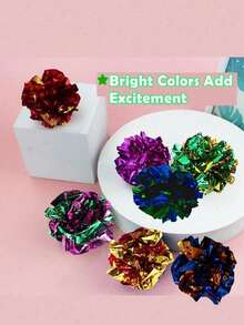 10个/包和5个/包随机颜色猫玩具，可咀嚼和拍打的轻质沙沙球，创意道具玩具，保持宠物活跃，可用作节日装饰，适合室内家居使用 - 彩色 - 查看 9